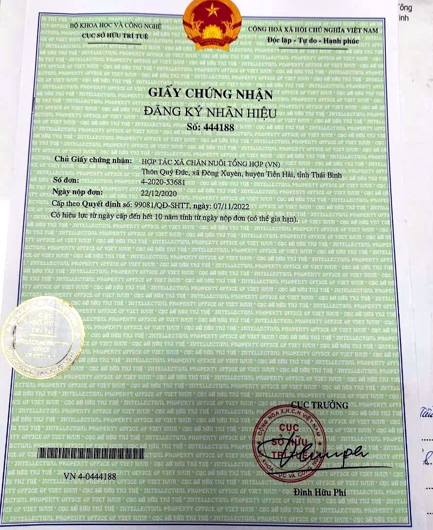 Giấy chứng nhận đăng ký nhãn hiệu DONGXUYENFARM
